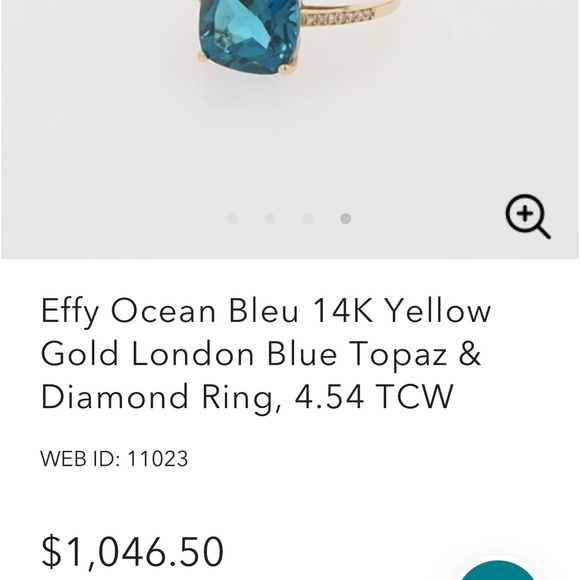 Effy blue topaz and diamond ring 14k golf - Picture 9 of 9